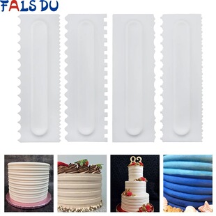 Cross-Border 4-piece set cream scraper square pattern dessert cake scraper plastic double-sided tooth cake scraper set