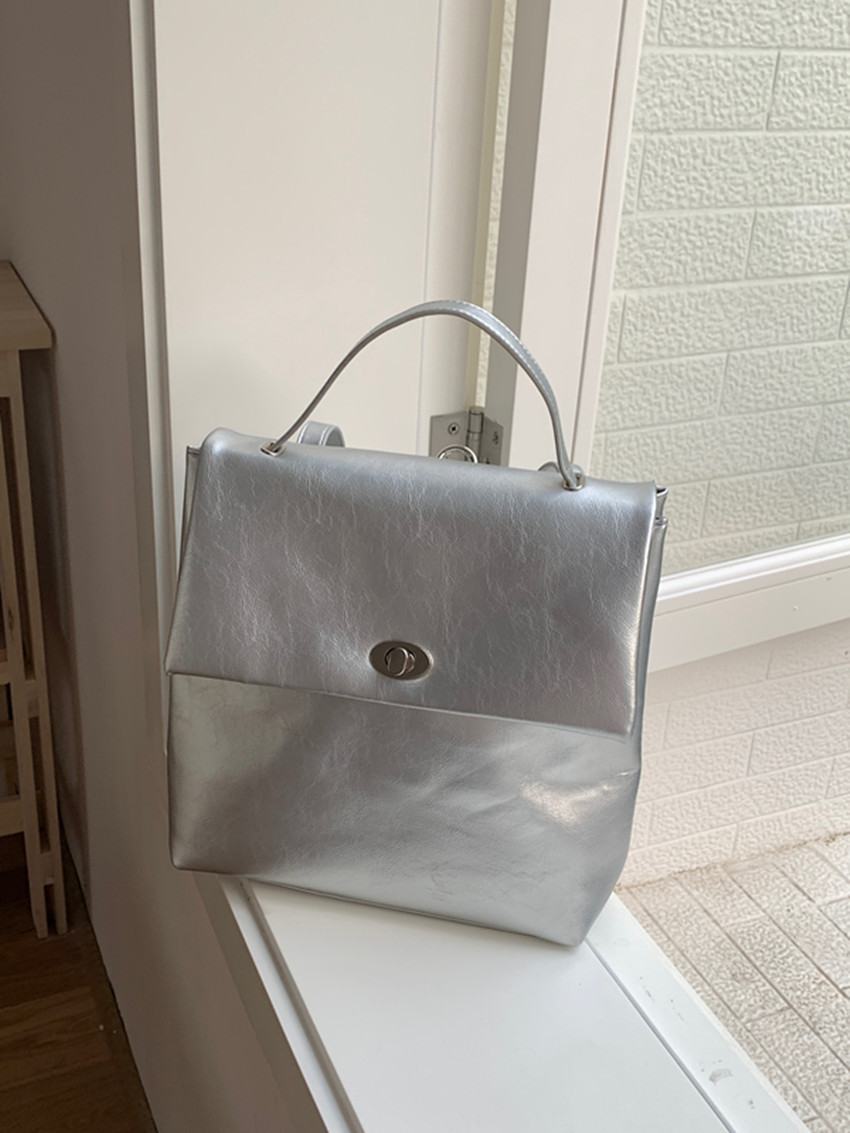 Women's Silver Backpack For College Students Autumn Winter Style_voghion.com