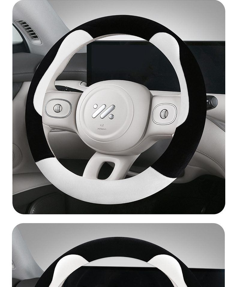 Wholesale Bear Ears Short Velvet Warm Winter New Car Handlebar Cover Feels Delicate and Comfortable Plush Steering Wheel Cover