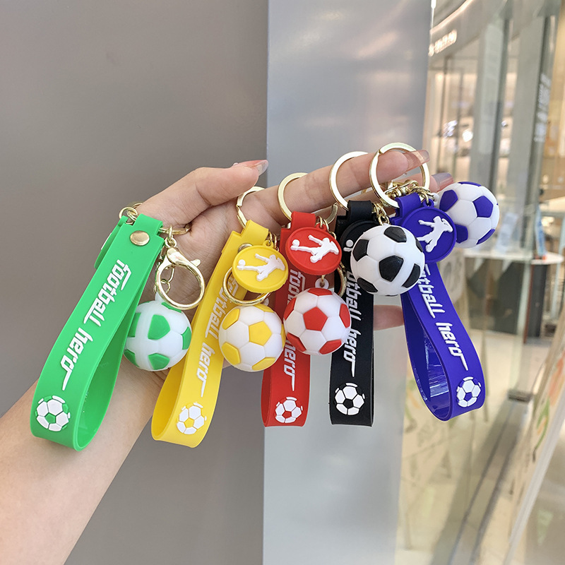 Cross-Border Cute Football Keychain Pvc Material Cartoon World Souvenir Car Bag Pendant Figurine Gift