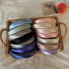 Korean style simple satin colorful wide-brimmed sponge headband, high-end and elegant, high-ceiling face wash headband, multi-color hairpin