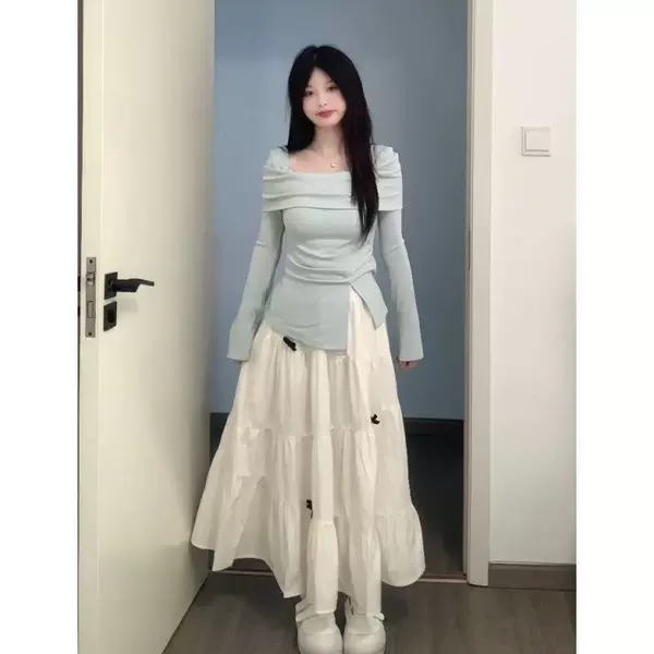 Blue white skirt