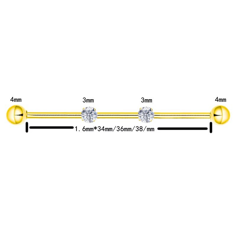 F136 Titanium Alloy Implant Grade Inner Spiral Tragus Ear Piercing Double-Ended Straight Rod with Zircon Ear Bridge Nail detail image 10