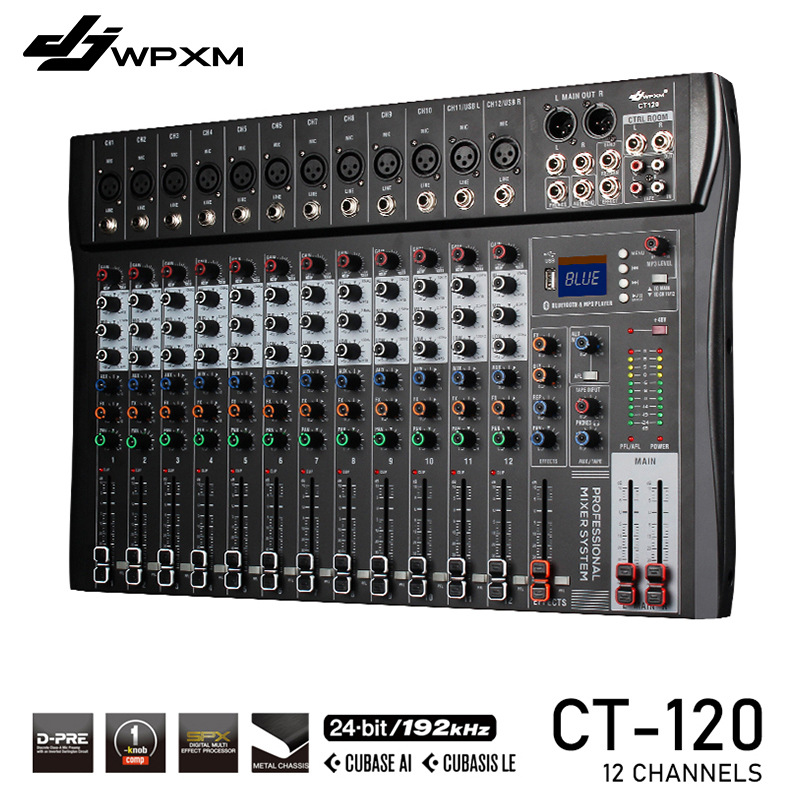 Conexión Bluetooth profesional CT60 / CT80 / CT120, mezclador de 6 / 8 / 12 canales con efecto de reverberación