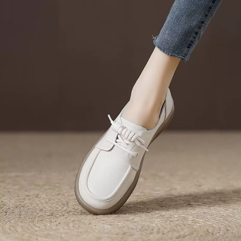 Женские белые кроссовки из натуральной телячьей кожи, новая корейская модель 2025 года, плоская подошва, удобные, повседневные, спортивные, без застежек.