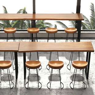 Bar Table and Chair Combination Solid Wood Long Bar Table and Chairs Milk Tea Shop Leisure High Table Dining Table Cafe Wall