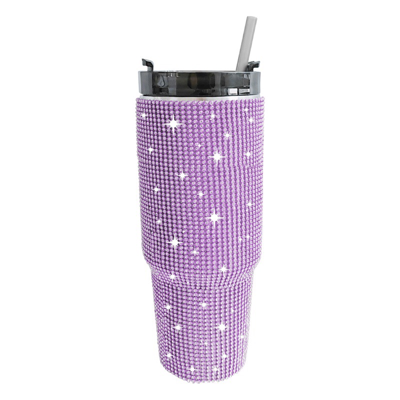 Diamante transfronterizo 20/30oz taza de helado de acero inoxidable taza de coche portátil taza de vacío de paja de vacío de doble capa