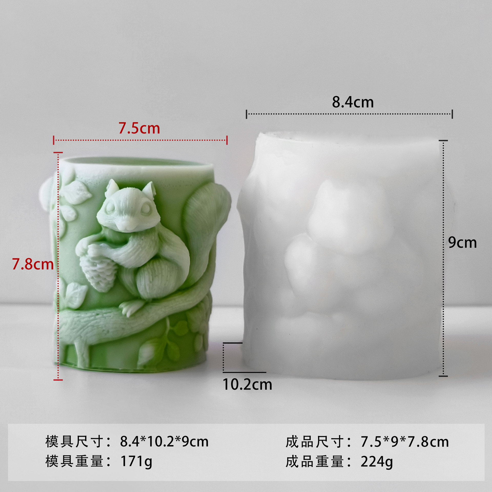 Molde de vela de aromaterapia de pilar redondo koala animal tridimensional ardilla diy yeso adorno abrasivo de silicona