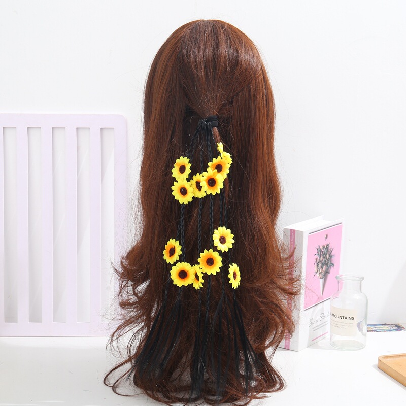 70 s Bohemian Costume Style Flower Hippie Headband Flower Crown Summer Sunflower Hair Accessories