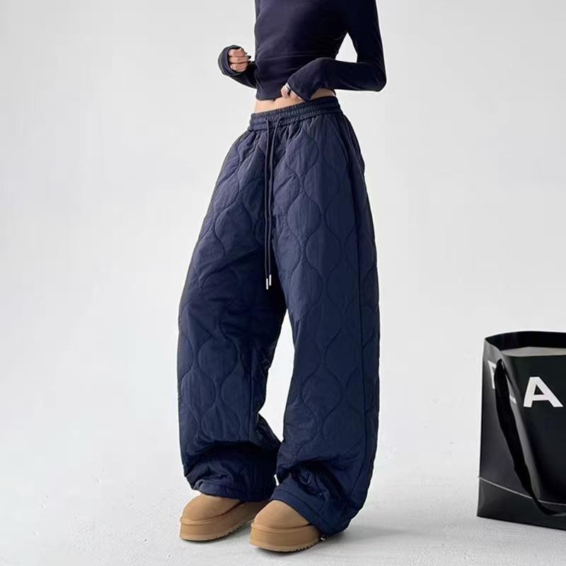 2025 Winter Thickened Warm Cotton-padded Pants for Men and Women, Drawstring, Raw Edges, Tall and Loose Casual Pants