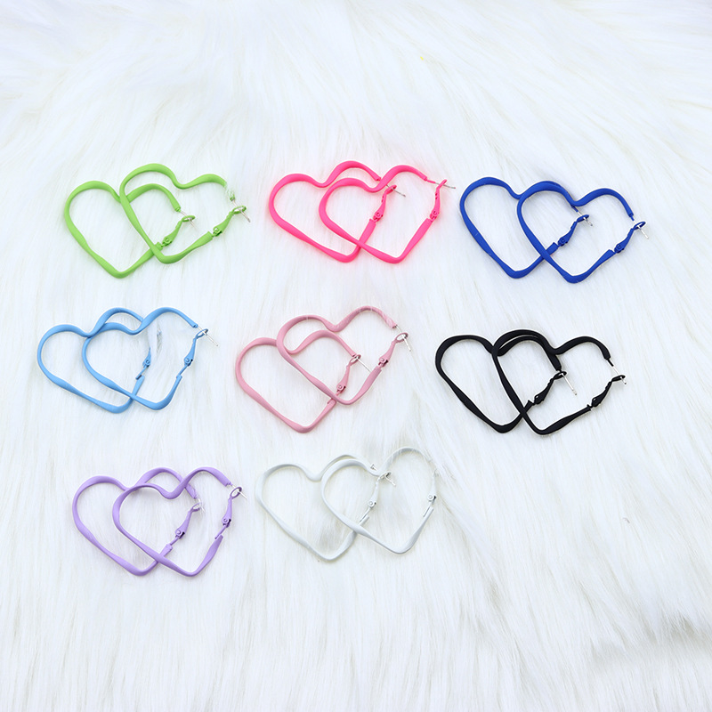 Simple Style Heart Shape Arylic Spray Paint Womenu0027S Ear Studs 1 Pair