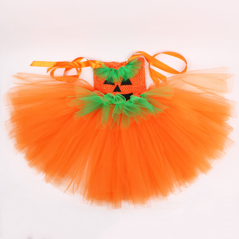 Baby Girls' Clothing Performance Costume Orange Mesh Tutu Princess Skirt One Piece _voghion.com