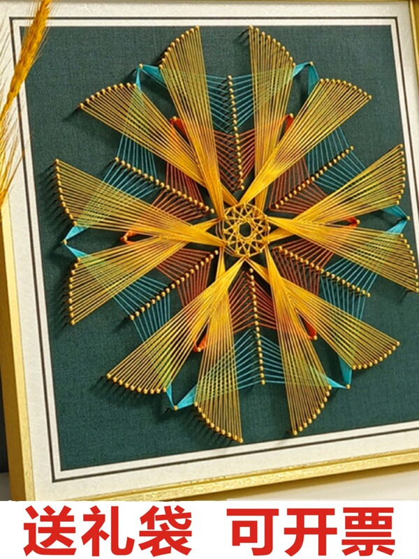 Geometric figure nail winding painting diy material string silk handmade group building hand-made living room abstract decorative painting