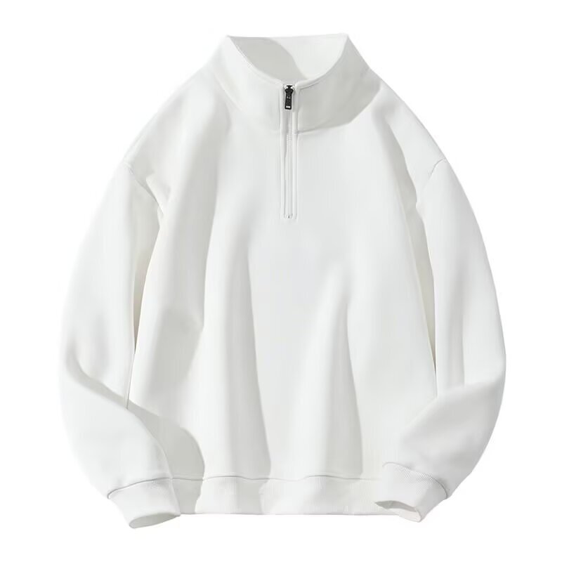 Solid color stand-up collar half-zip sweatshirt, unisex, casual and trendy, stylish design, versatile, loose-fitting casual top Solid color stand-up collar half-zip sweatshirt, unisex, casual and trendy, stylish design, versatile, loose-fitting casual top