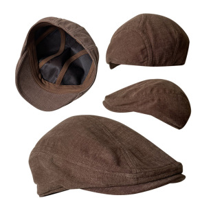 2022 Couple Hat Men's High-end Solid Color Brown Short-brimmed Cap Korean Fashion Solid Color Forward Hat