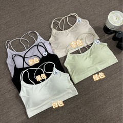 無縫裸氨莫爾代美背固定杯性感內搭吊帶抹胸透氣舒適美背吊帶內衣