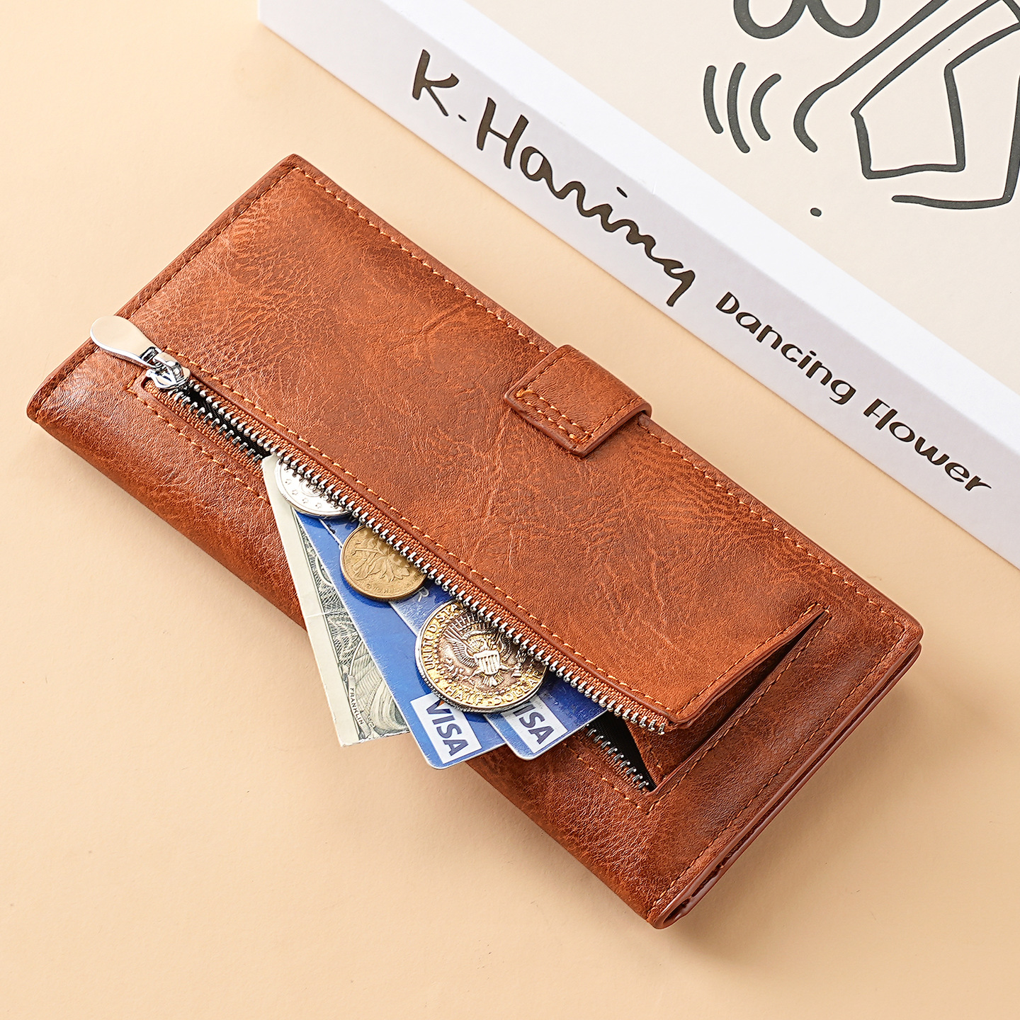 Transfronterizos de alto nivel de sentido largo dos veces la billetera de la señora billetera de comercio exterior simple cremallera multi-tarjeta billetera de cambio