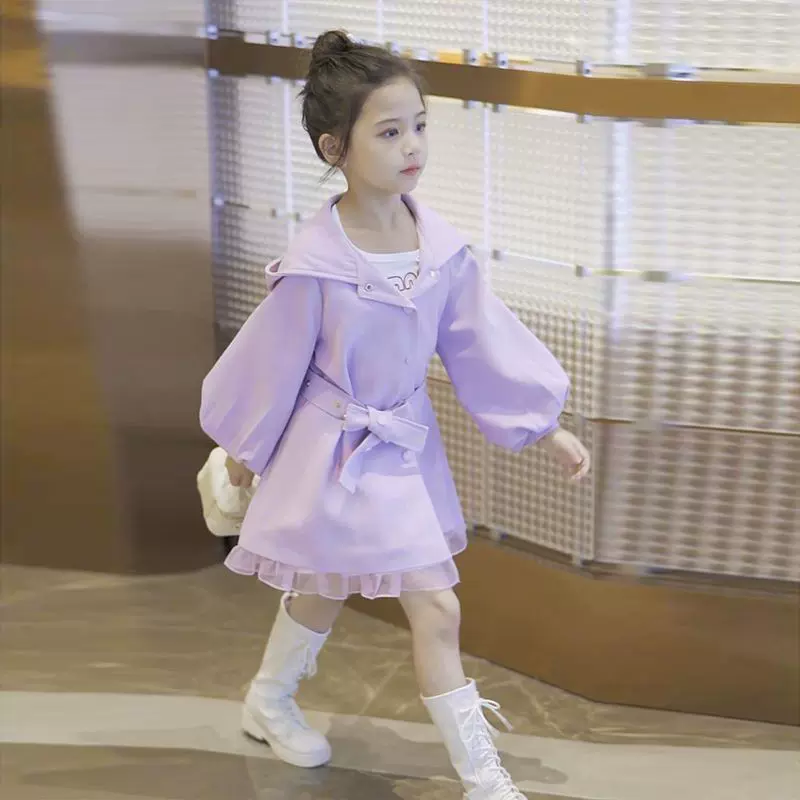 新款可代发女童外套秋装2025春秋季新款洋气时髦风衣女孩中大童连