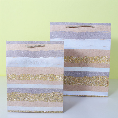 Five-pointed star white card gray paper shopping bag wavy white cowhide gift bag dusted with powder diagonal stripes gift bag