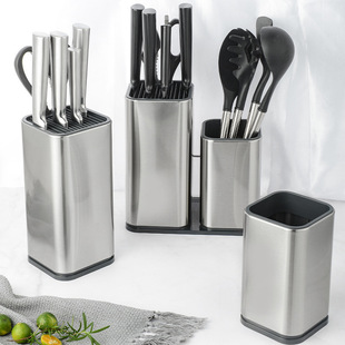 In-Stock Factory Direct Sale Creative Stainless Steel Knife Holder Stainless Steel Knife Block Storage Rack Kitchen Supplies Storage Rack
