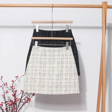 小香风金丝格子半身裙女春秋时尚百搭包臀裙高腰显瘦休闲a字短裙