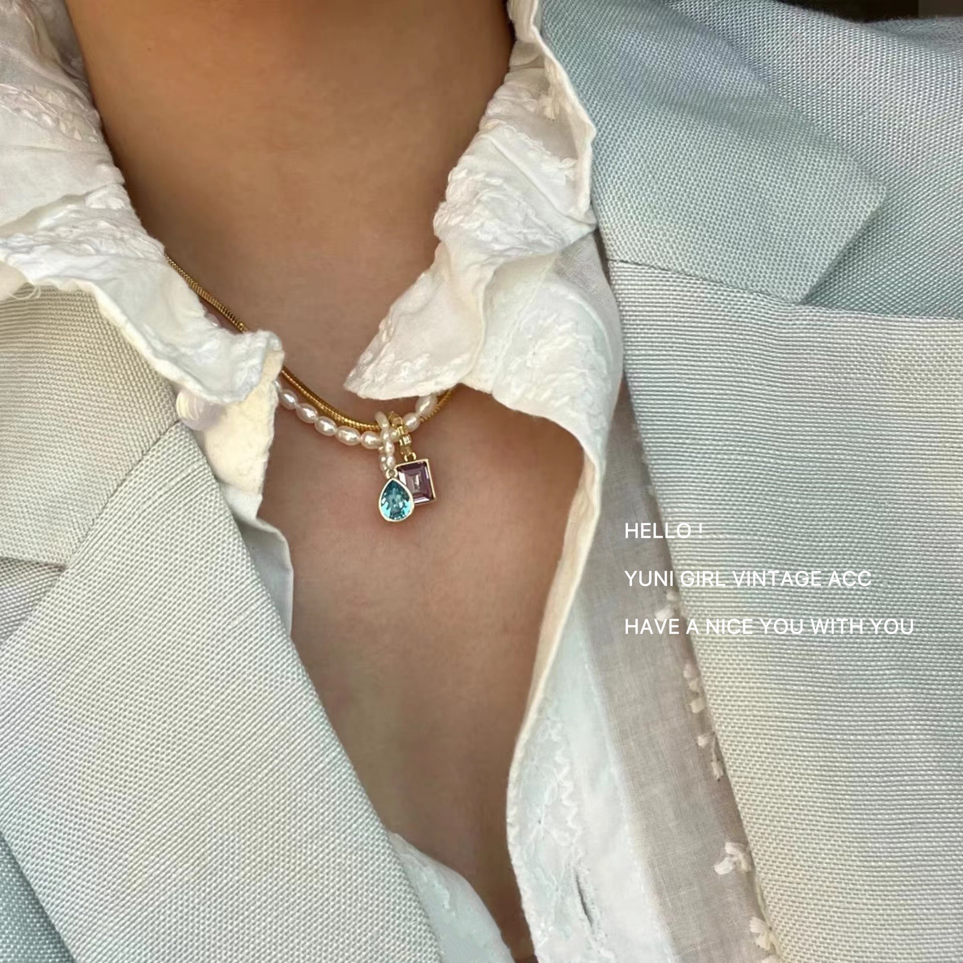 Title 3, Vintage Colorful Diamond Snake Bone Chain Penda...