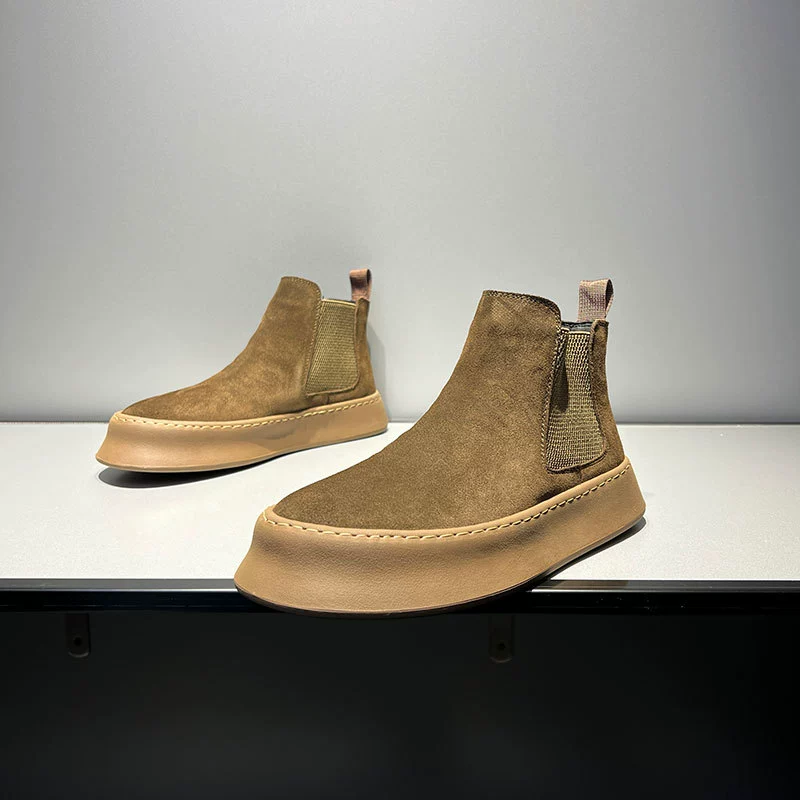 Высокие кожаные ботинки челси плюс бархатное дно