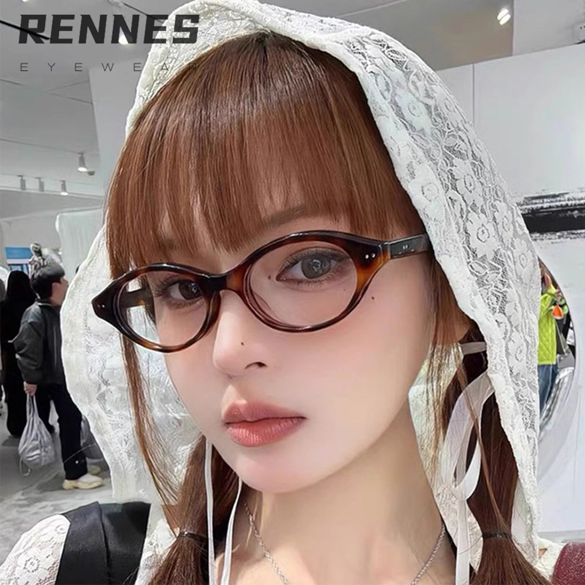 Retro Nerd Gafas anti-azul con montura negra para mujer Nuevo estilo salvaje Gafas de montura de miopía ovalada de alta gama coreana