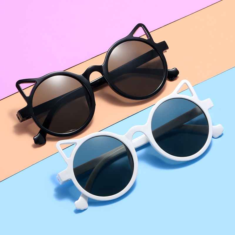 2024 New Cat Ear Children's Sunglasses Fashion Personalized Sunglasses Anti-UV Cute Baby Glasses Trend