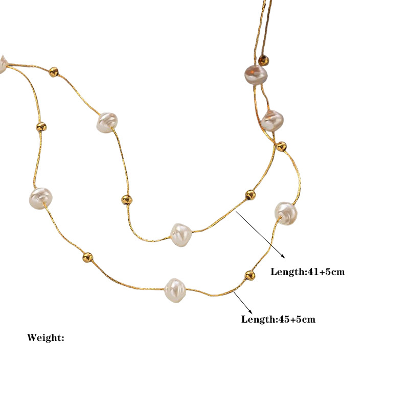 7g Weight 0.03µm-0.05µm Gold Plating Thickness PVD Coated Gold Plating Process Real Gold Plated Plating Material 304 Stainless Steel, Plastic Pendant Material PVD Coated Real Gold Plated 18K Gold Pearl 304 Stainless Steel Waterproof Non Tarnish 304 Stainless Steel Layered Necklaces