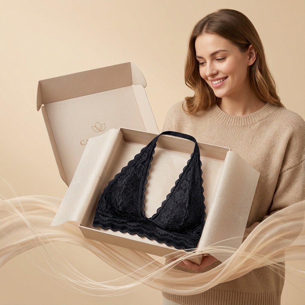 Zeriluna挂脖蕾丝文胸 聚拢显大无钢圈舒适蕾丝挂脖背心式内衣