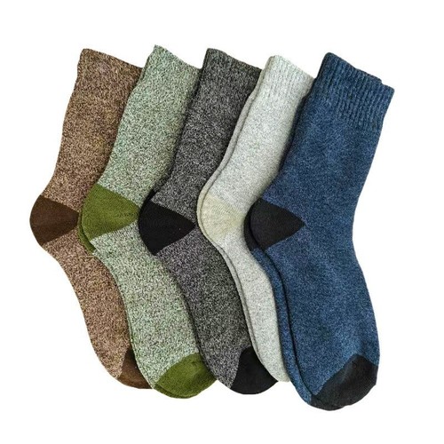 Men's winter thermal thick warm towel socks with ribbed soles, indoor/outdoor boat crew mountaineering socks