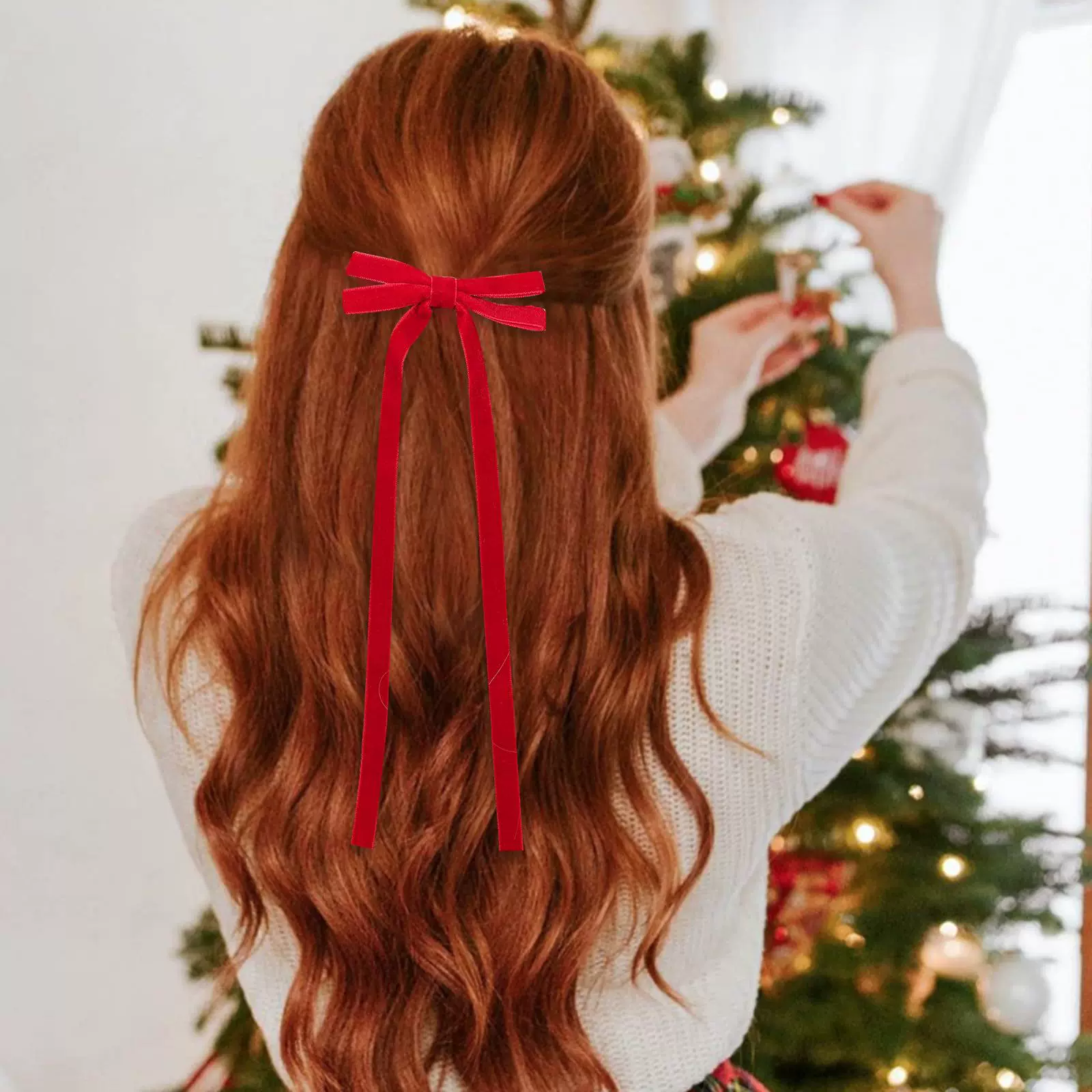 跨境热销冬款绒带芭蕾风飘带蝴蝶结公主发绳新款女孩头饰发饰