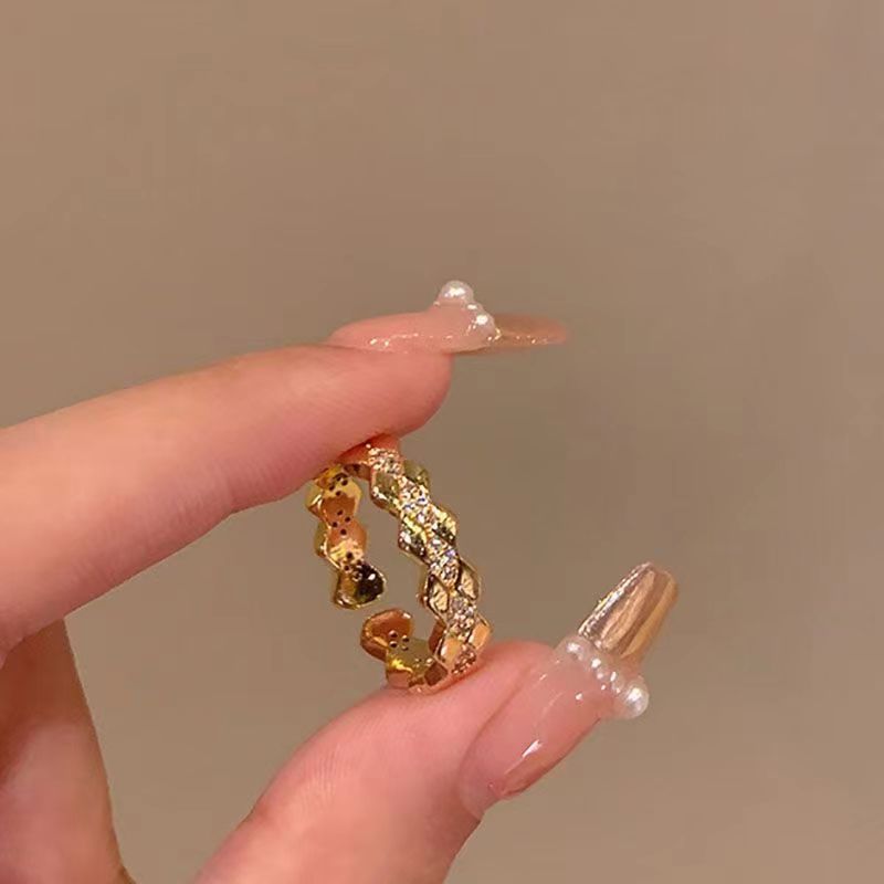 軽奢氷河超白ジルコンブルーリング女性向けニッチデザイン人差し指リングシンプル高級感指輪卸売