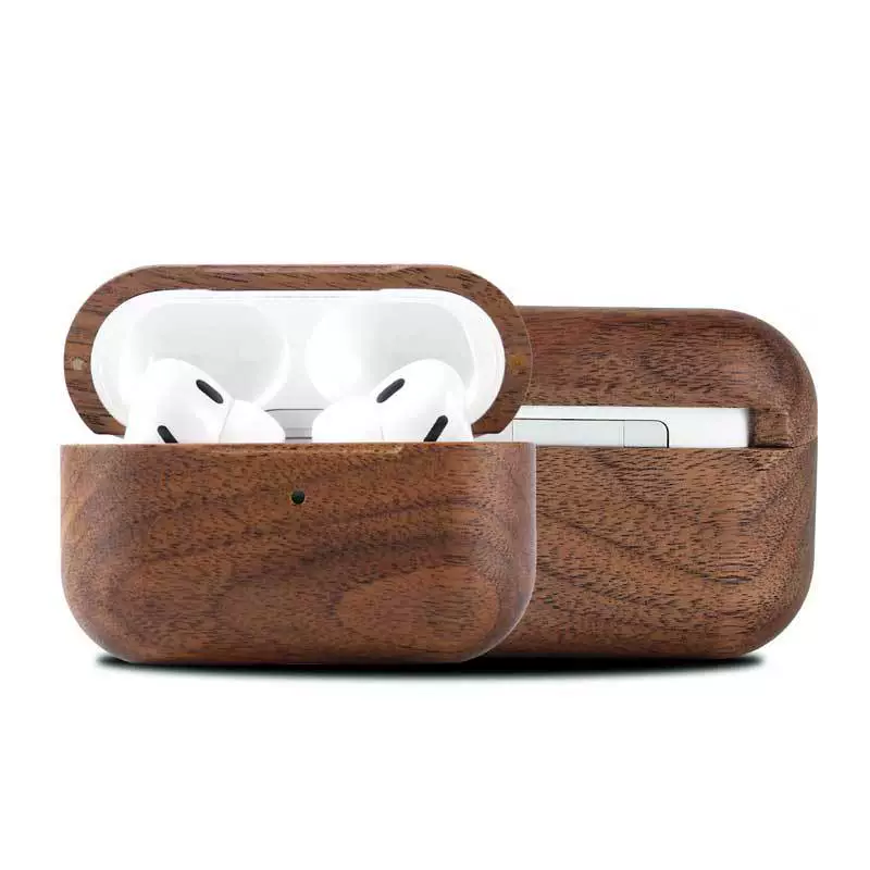 [适用airpodspro2木纹耳机保护壳Airpods4实木复古蓝牙耳机套手工]