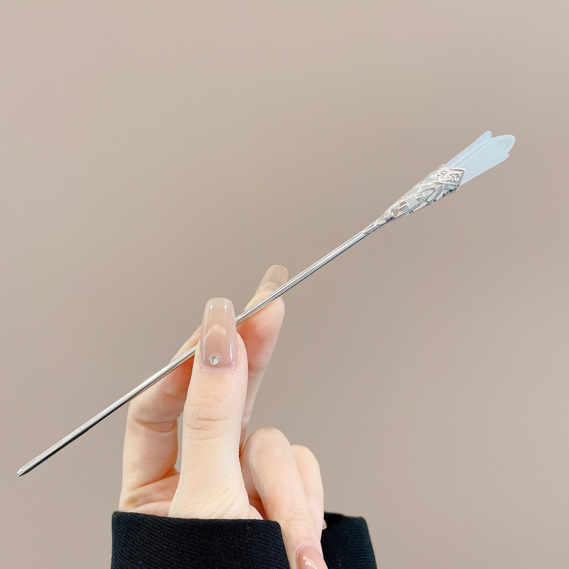 Horquilla de flores con flecos de estilo antiguo, temperamento femenino de alto nivel, escalón, horquilla de Hanfu, horquilla de cabello en la parte posterior de la cabeza, tocado de horquilla