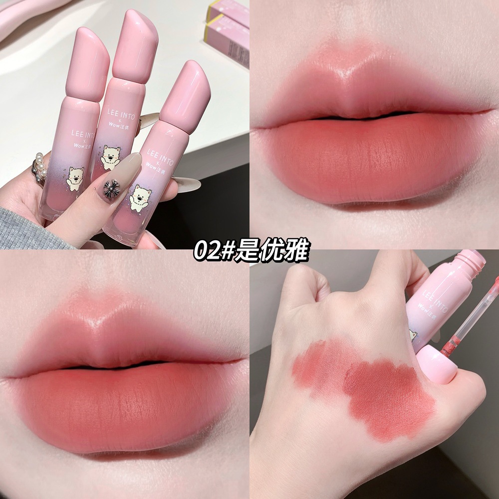 LEEINTO Wang Couple Limited Soft Mist Matte Lip Glaze Velvet Mist Face No Touch Soft