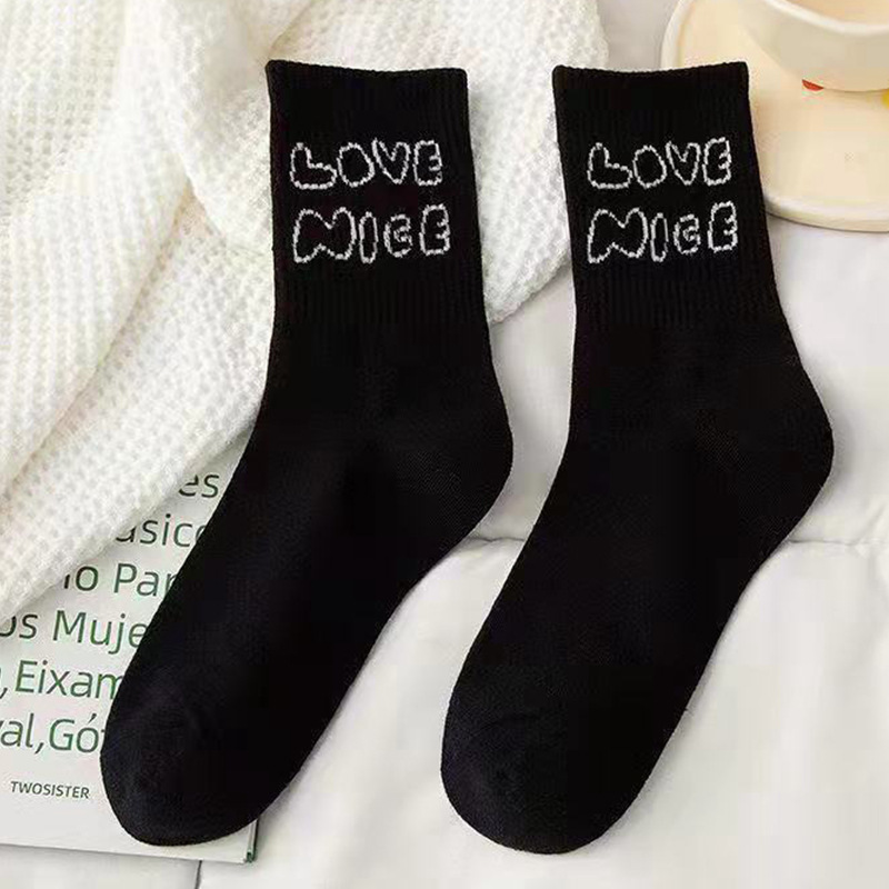 Socks Women's Tube Socks Blue Smiley Face Personality Long Socks Ladies Sports Socks Spring And Autumn College Style