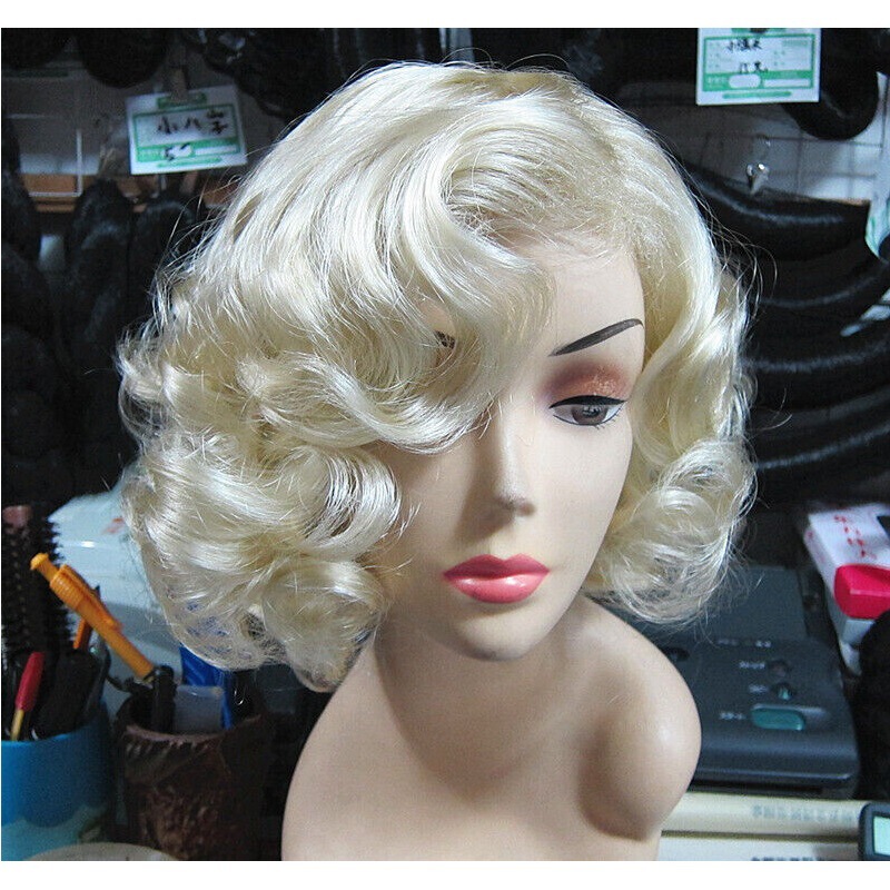 European and American wig female Marilyn Monroe short curly hair fluffy holiday party wig cosplay masquerade