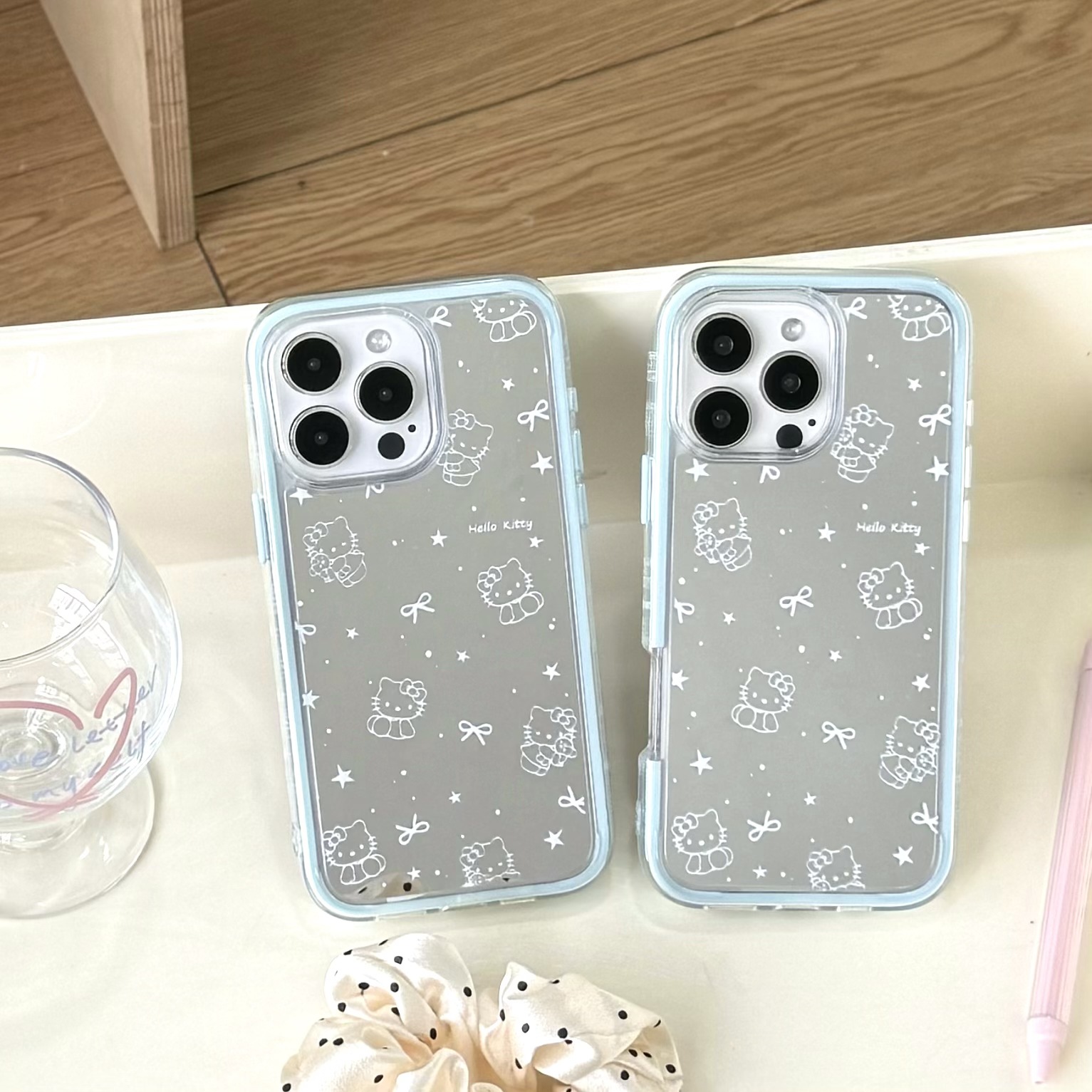 Línea de espejo simple arco KT gato para Apple 16ProMax dos en uno 15/14 funda para teléfono móvil 15Pro