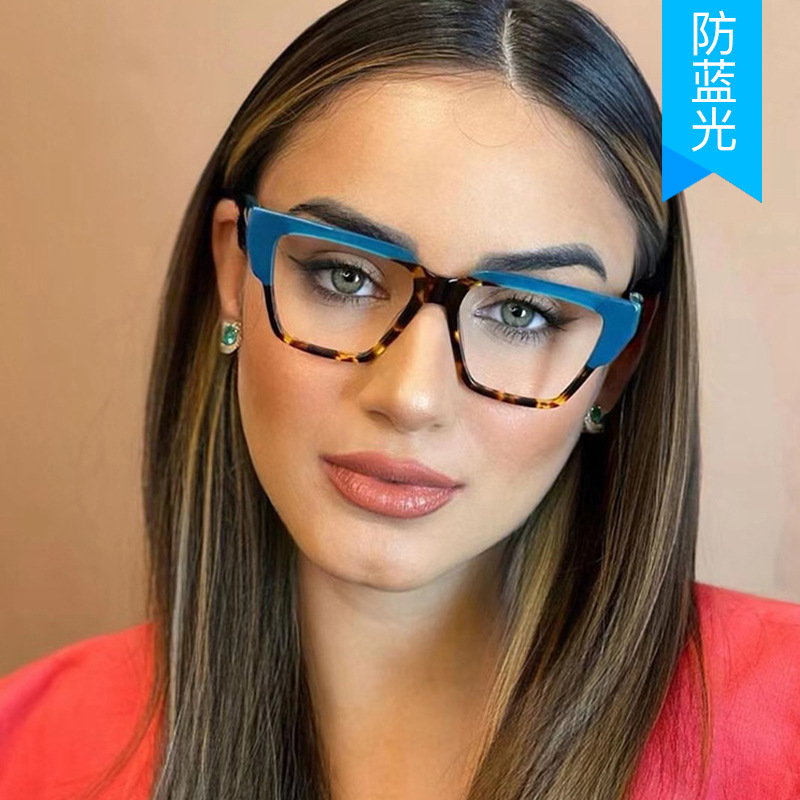 Cuadrados tr90 gafas marco transfronterizo personalizado Internet celebridad contraste color liso gafas calle tiro ordenador gafas marco para las mujeres