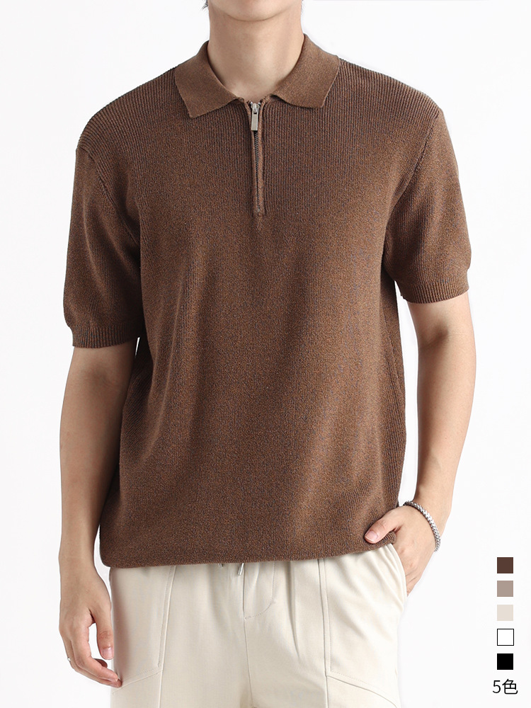 El dinero viejo hombre polo de punto de manga corta hombre de verano lujo ligero de alto nivel con tapa de negocios camiseta casual chaqueta de hombre