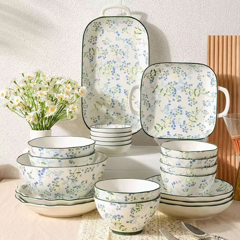 New Stylish Light Blue Lavender Series Ceramic Bowls and Plates: Rice Bowls, Noodle Bowls, Soup Bowls, Vegetable Plates, Fruit Plates, Soup Plates, Fish Plates New Stylish Light Blue Lavender Series Ceramic Bowls and Plates: Rice Bowls, Noodle Bowls, Soup Bowls, Vegetable Plates, Fruit Plates, Soup Plates, Fish Plates