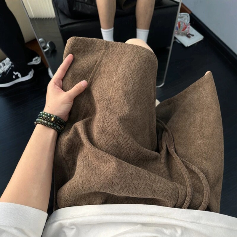 Cleanfit Coffee-Colored Herringbone Shorts for Men, Summer High-End Sports Five-Point Shorts, American-Style Trendy Brand Loose Shorts Cleanfit Coffee-Colored Herringbone Shorts for Men, Summer High-End Sports Five-Point Shorts, American-Style Trendy Brand Loose Shorts