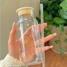 星爸爸25新款玻璃杯随享绿杯可爱猫爪吸管杯樱花男女礼物杯玻璃杯