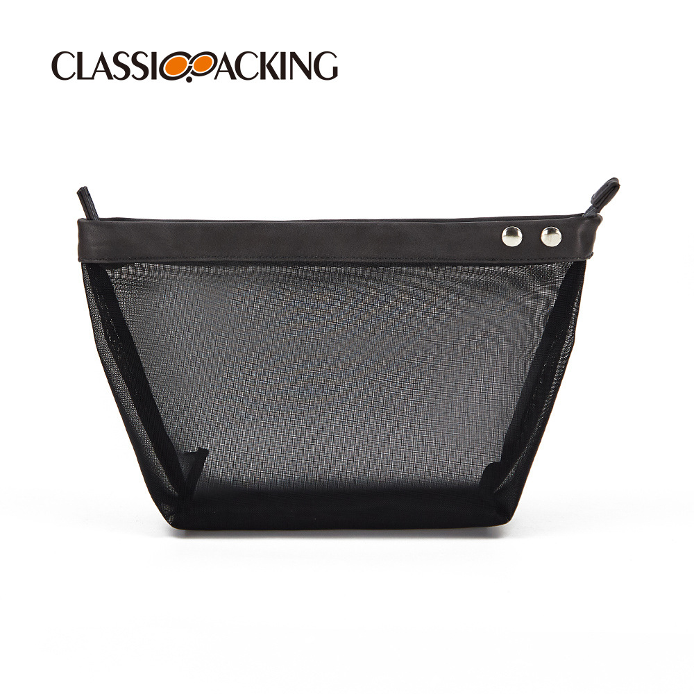 2022 bolso cosmético simple del estilo japonés y coreano malla bolso cosmético del almacenamiento del bolso del lavado de la capacidad grande con el logotipo impreso