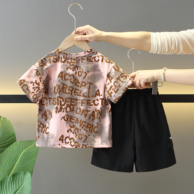 7879 traje de verano para niños 2025 nuevos pantalones cortos de verano para niños de dos piezas ropa de verano para bebés de moda
