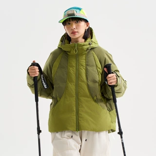 古也服饰 2025冬季新款户外拼色连帽羽绒服男潮牌情侣装保暖外套