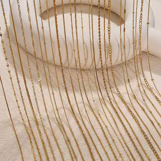 Cross-Border Versatile and Diverse Chain Snake Bone Embossed Chain Style Necklace Twist Chain Stainless Steel Plated 18K Gold Personalized Women