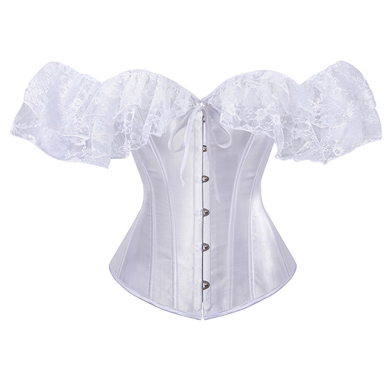 Wedding Dress Satin Corset Retro One-Line Collar Shapewear Corset Corset Breast Support Shapewear Lace Short Sleeves